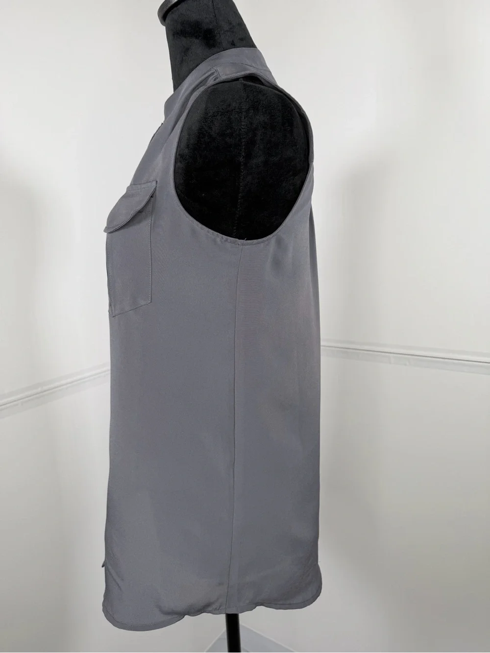 J.Crew Gray Sleeveless Utility Button Front Tunic Blouse Size 2